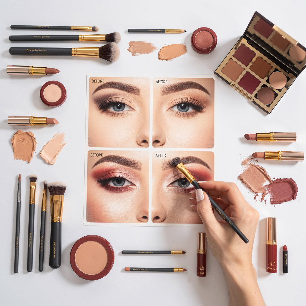 Anabella professional makeup before and after gallery showcasing bridal and event transformations